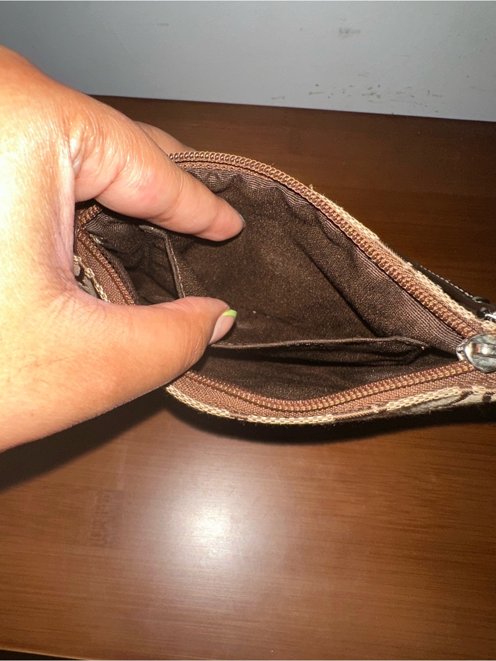 Coach Beige and Brown Signature Canvas Wristlet - Picture 4 of 4
